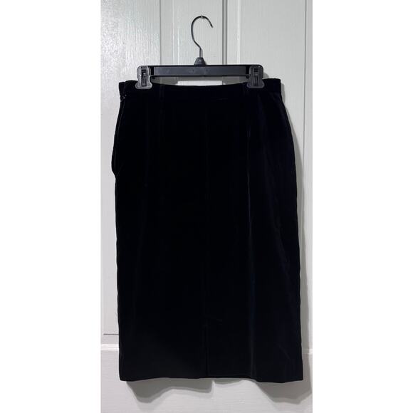 Vintage Auth. Gucci Black Velvet Midi Pencil Skirt Size 46/M - Picture 4 of 9